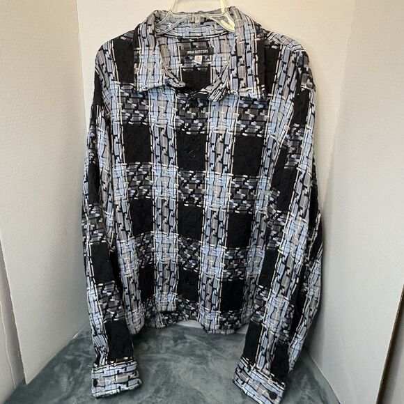 Urban Outfitters Other - Urban Outfitters Textured Black And Blue Woven Shirt Jacket Large Outdoor Trendy